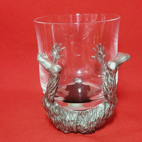 Vintage Frankli Wild Pewter Monkey Base Clear Tumbler Whiskey Glass - Picture 5 of 14
